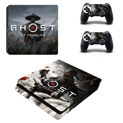 Ghost of Tsushima decal skin for PS4 Slim Console and two .. Ghost of Tsushima decal skin for PS4 Slim Console and two ..