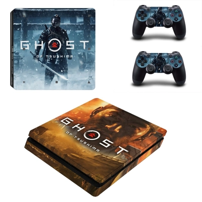 Ghost of Tsushima decal skin for PS4 Slim Console and two controllers