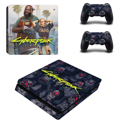 Cyberpunk 2077 decal skin for PS4 Slim Console and two con.. Cyberpunk 2077 decal skin for PS4 Slim Console and two con..