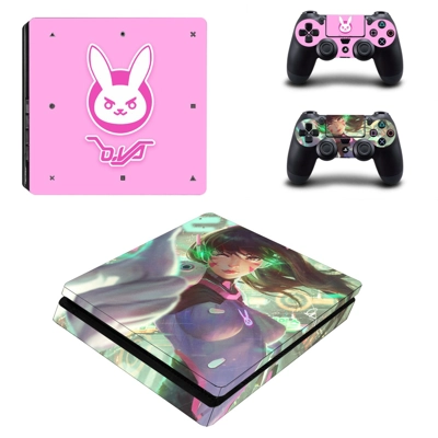 Overwatch DVA decal skin for PS4 Slim Console and two controllers