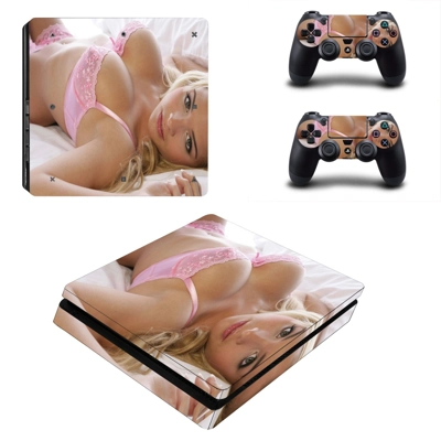 Sexy Girl decal skin for PS4 Slim Console and two controll..