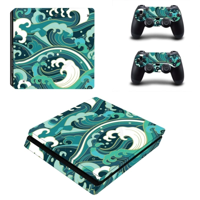 Abstraction decal skin for PS4 Slim Console and two controllers