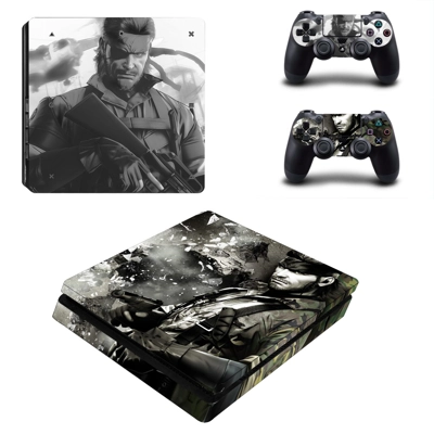 MGS big boss decal skin for PS4 Slim Console and two controllers