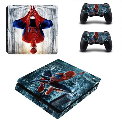 Spider Man decal skin for PS4 Slim Console and two controllers