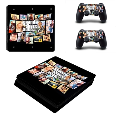 GTA Five decal skin for PS4 Slim Console and two controllers
