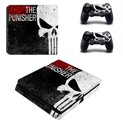 The Punisher decal skin for PS4 Slim Console and two controllers