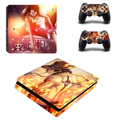 One Piece decal skin for PS4 Slim Console and two controll..