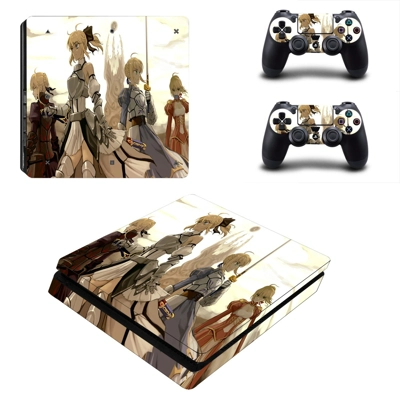 Cartoon Anime decal skin for PS4 Slim Console and two controllers