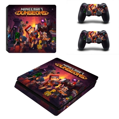 Minecraft Dungeons decal skin for PS4 Slim Console and two controllers