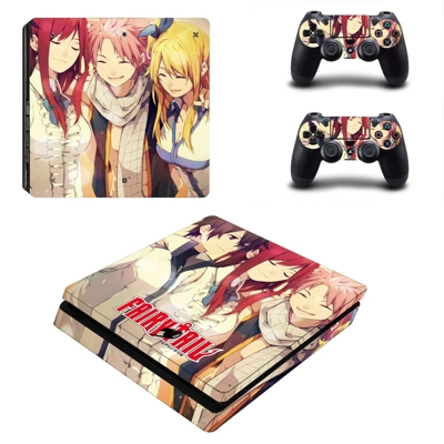 Fairy Tail decal skin for PS4 Slim Console and two control..