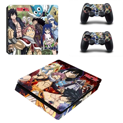 Fairy Tail decal skin for PS4 Slim Console and two control..