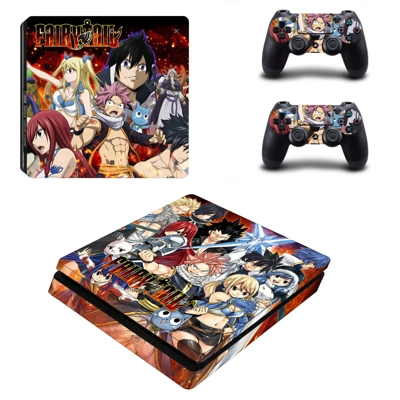 Fairy Tail decal skin for PS4 Slim Console and two control..