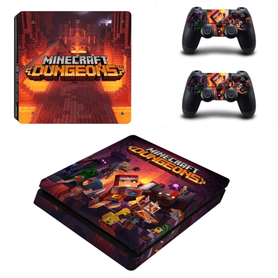 Minecraft Dungeons decal skin for PS4 Slim Console and two controllers