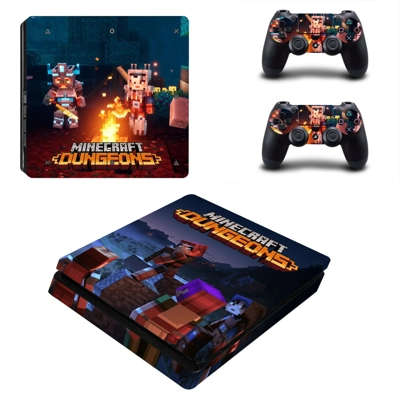 Minecraft Dungeons decal skin for PS4 Slim Console and two..