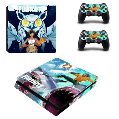 Fortnite decal skin for PS4 Slim Console and two controllers