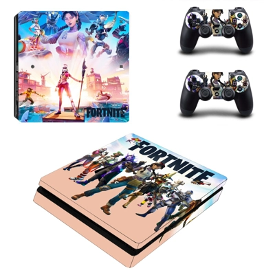 Fortnite decal skin for PS4 Slim Console and two controllers