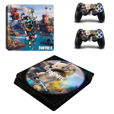 Fortnite decal skin for PS4 Slim Console and two controllers