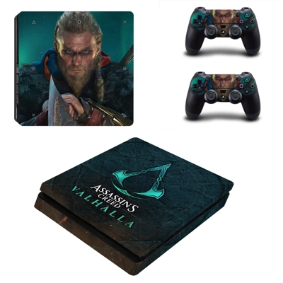 Assassin's Creed Valhalla decal skin for PS4 Slim Console and two controllers
