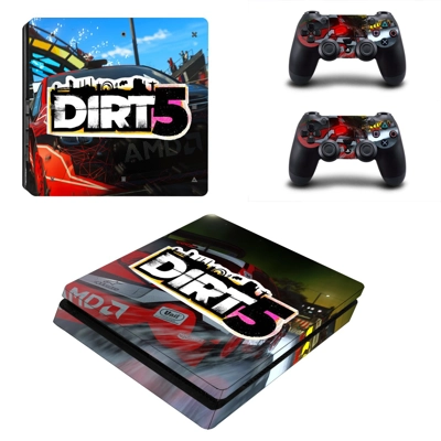 Dirt 5 decal skin for PS4 Slim Console and two controllers