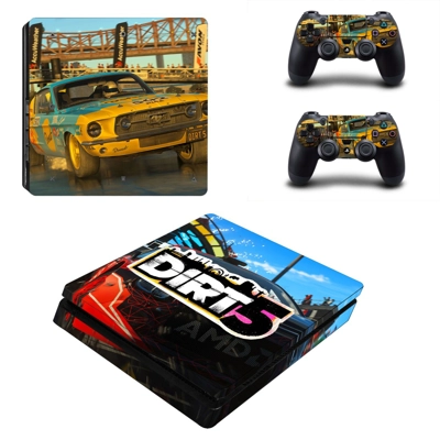 Dirt 5 decal skin for PS4 Slim Console and two controllers