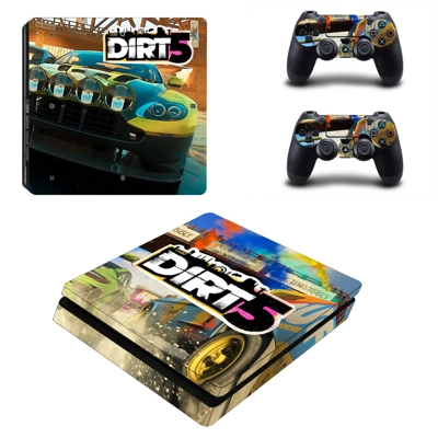 Dirt 5 decal skin for PS4 Slim Console and two controllers