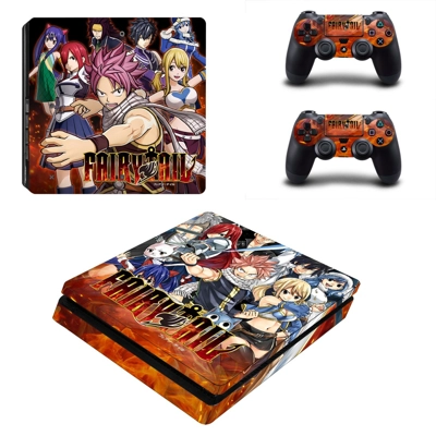 Fairy Tail decal skin for PS4 Slim Console and two control..