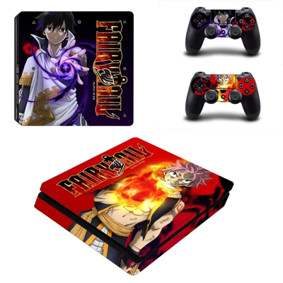 Fairy Tail decal skin for PS4 Slim Console and two control..