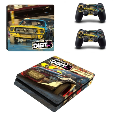 Dirt 5 decal skin for PS4 Slim Console and two controllers