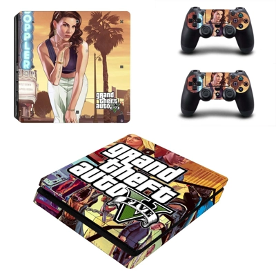 Grand Theft Auto 5 decal skin for PS4 Slim Console and two controllers