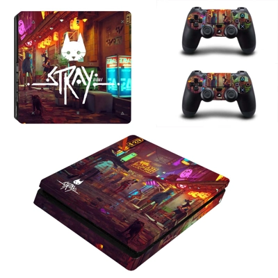 STRAY decal skin for PS4 Slim Console and two controllers