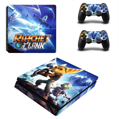 Ratchet & Clank decal skin for PS4 Slim Console and two co..