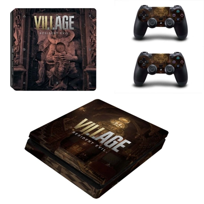 Resident Evil 8 decal skin for PS4 Slim Console and two co..