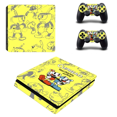 Teacup head decal skin for PS4 Slim Console and two controllers
