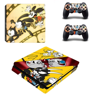 Teacup head decal skin for PS4 Slim Console and two controllers