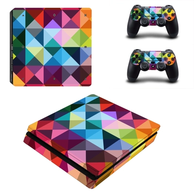 Geometric shapes decal skin for PS4 Slim Console and two controllers