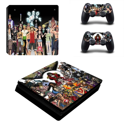 One piece decal skin for PS4 Slim Console and two controll..