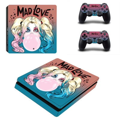 Harley Quinn decal skin for PS4 Slim Console and two controllers