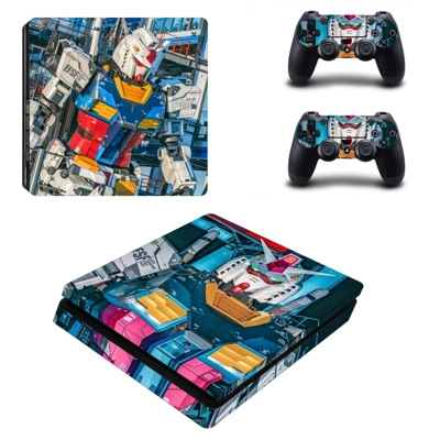 Anime Gundam decal skin for PS4 Slim Console and two contr..