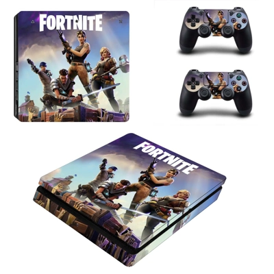 Fort night decal skin for PS4 Slim Console and two control..