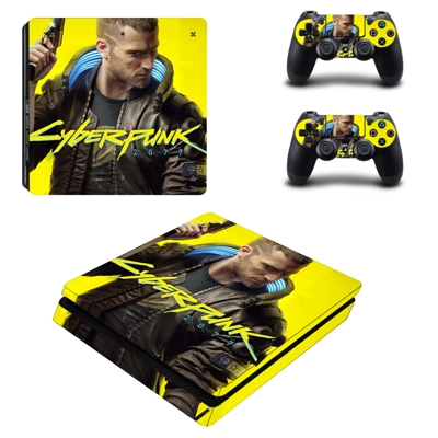 Cyberpunk 2077 decal skin for PS4 Slim Console and two controllers