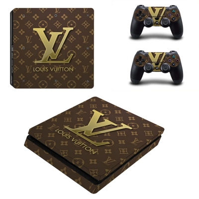 LV brand decal skin for PS4 Slim Console and two controllers