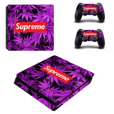 Cannabis supreme decal skin for PS4 Slim Console and two controllers