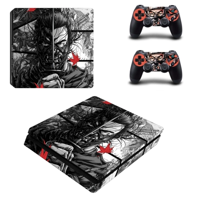Ghost of Tsushima decal skin for PS4 Slim Console and two controllers