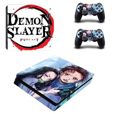 Kimetsu no Yaiba decal skin for PS4 Slim Console and two c..