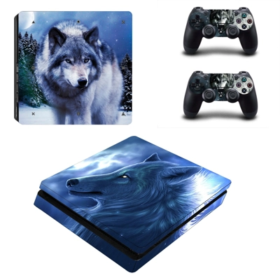 Wolf decal skin for PS4 Slim Console and two controllers
