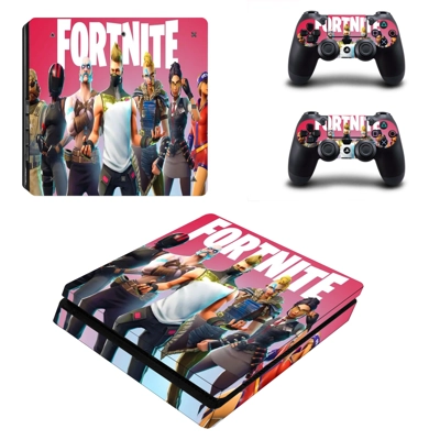 Fortnite decal skin for PS4 Slim Console and two controllers