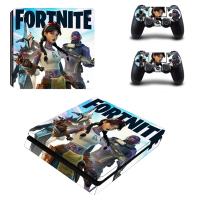 Fortnite decal skin for PS4 Slim Console and two controllers