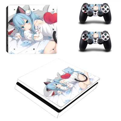 Anime decal skin for PS4 Slim Console and two controllers