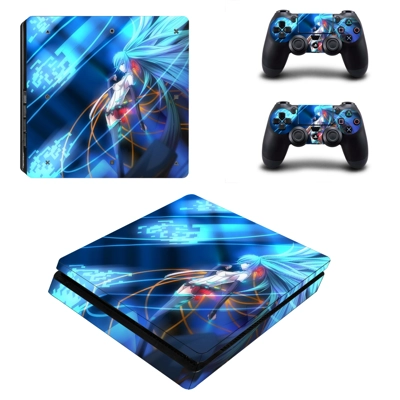 Hatsune Miku decal skin for PS4 Slim Console and two contr..