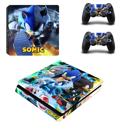 Sonic decal skin for PS4 Slim Console and two controllers